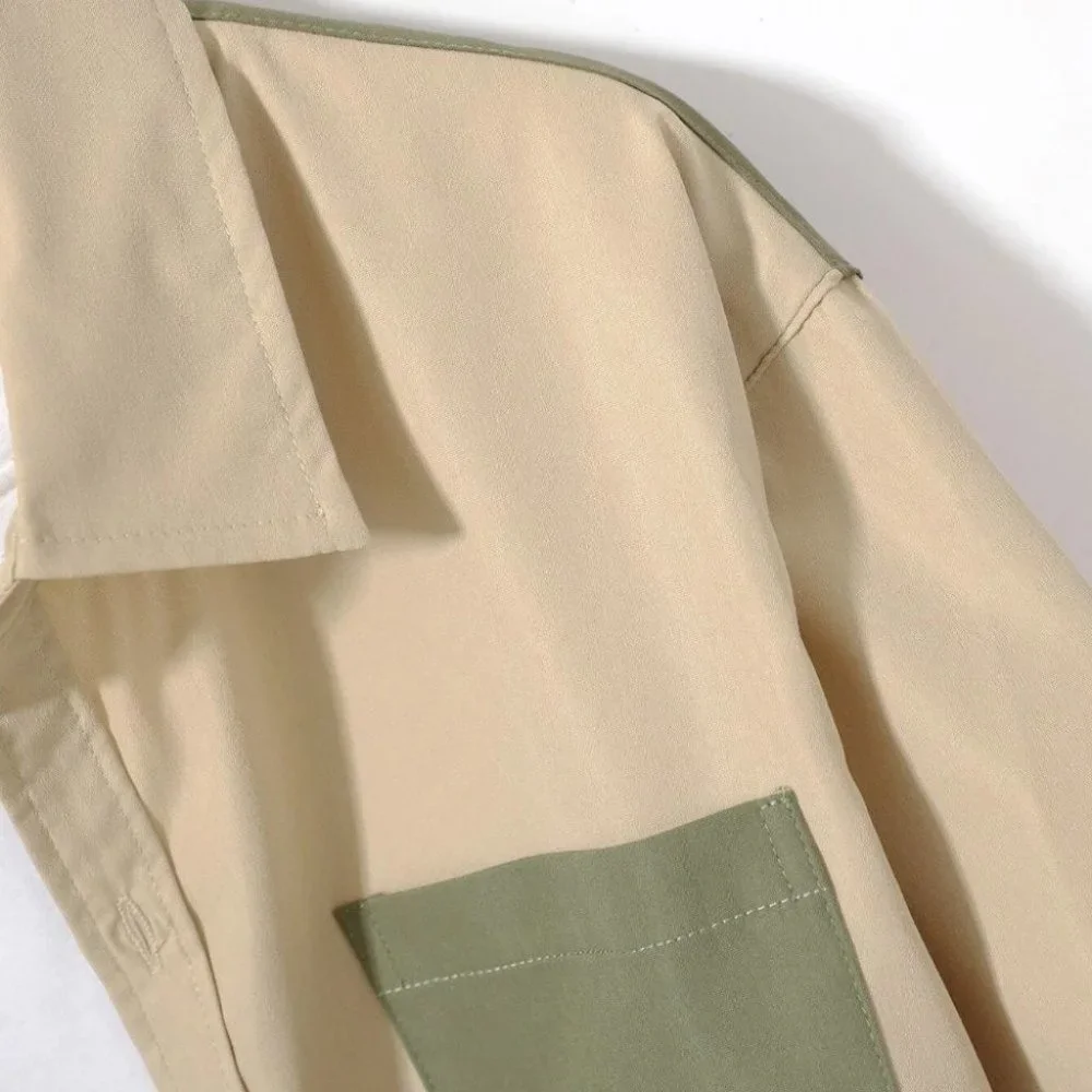 Tan And Green Mens Shirt And Pants Set - Picture 6 of 7